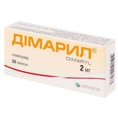Дімарил табл.2мг N30 (10х3) бліст. 297666 фото