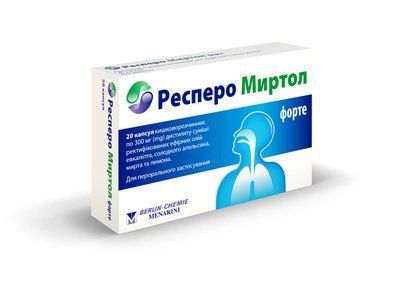 Респеро Миртол Форте капс.кишковор.300мг №20 (10х2) бліст.в уп. 686004 фото